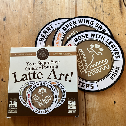 Set of 15 Coaster Latte Art Flash Cards with Follow Along Videos